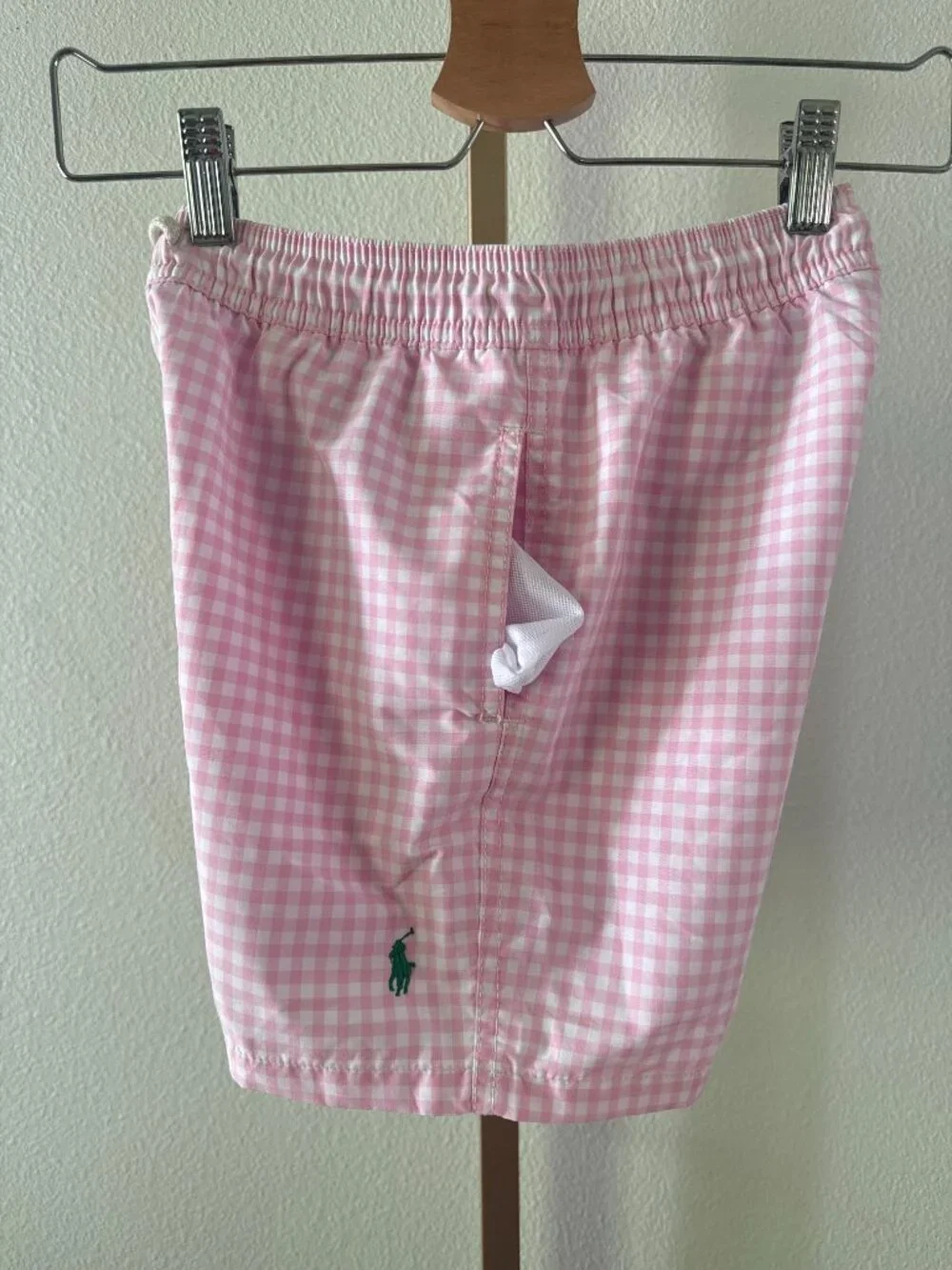 Polo Ralph Lauren Pink Gingham Swim Trunks Boys Size 8
